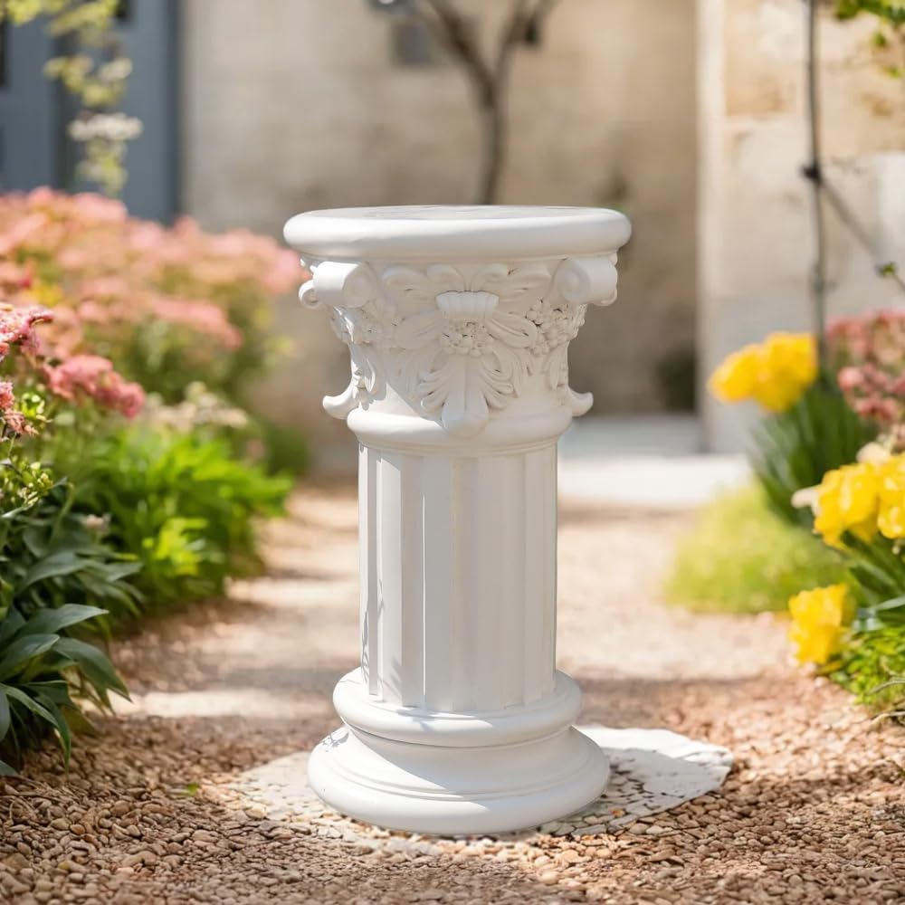 Rosette Cast Stone Resin Garden Plinth Base
