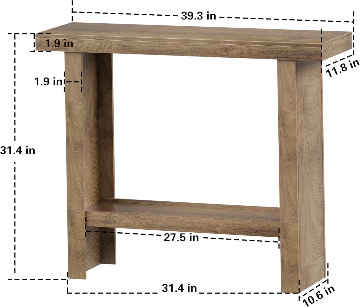Farmhouse Narrow Console Table With Storage Shelves