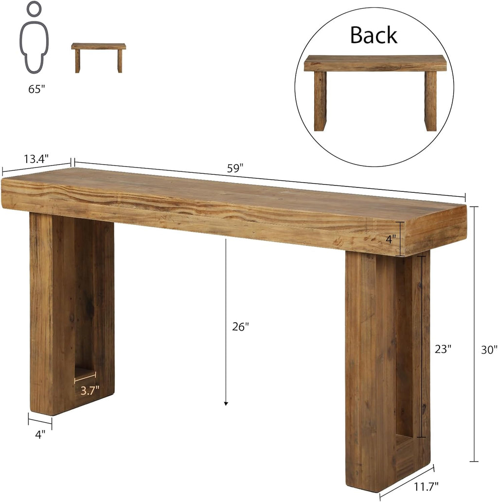 59" Reclaimed Wood Farmhouse Console Table