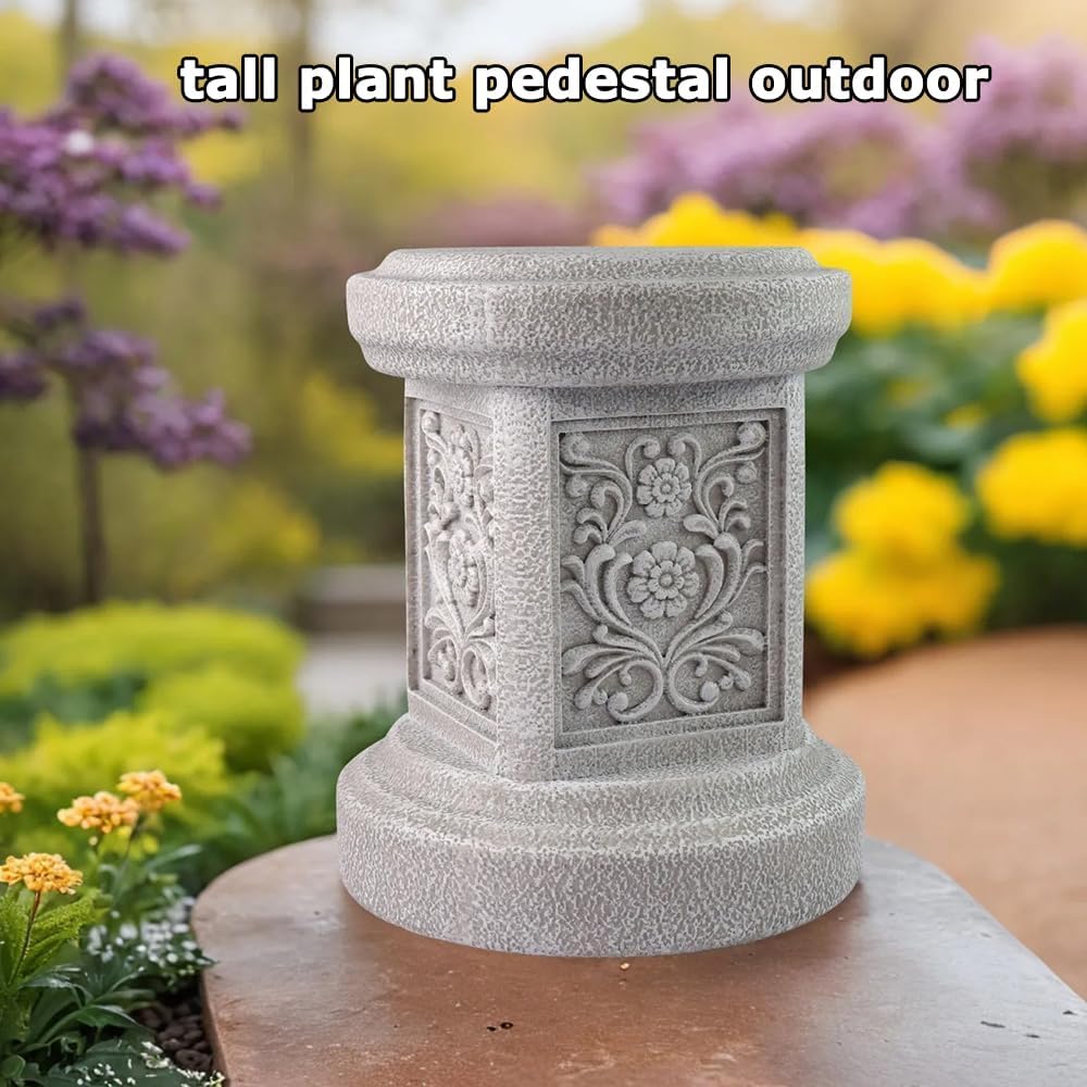 12.6" Round Resin Garden Statue Pedestal Plinth Base