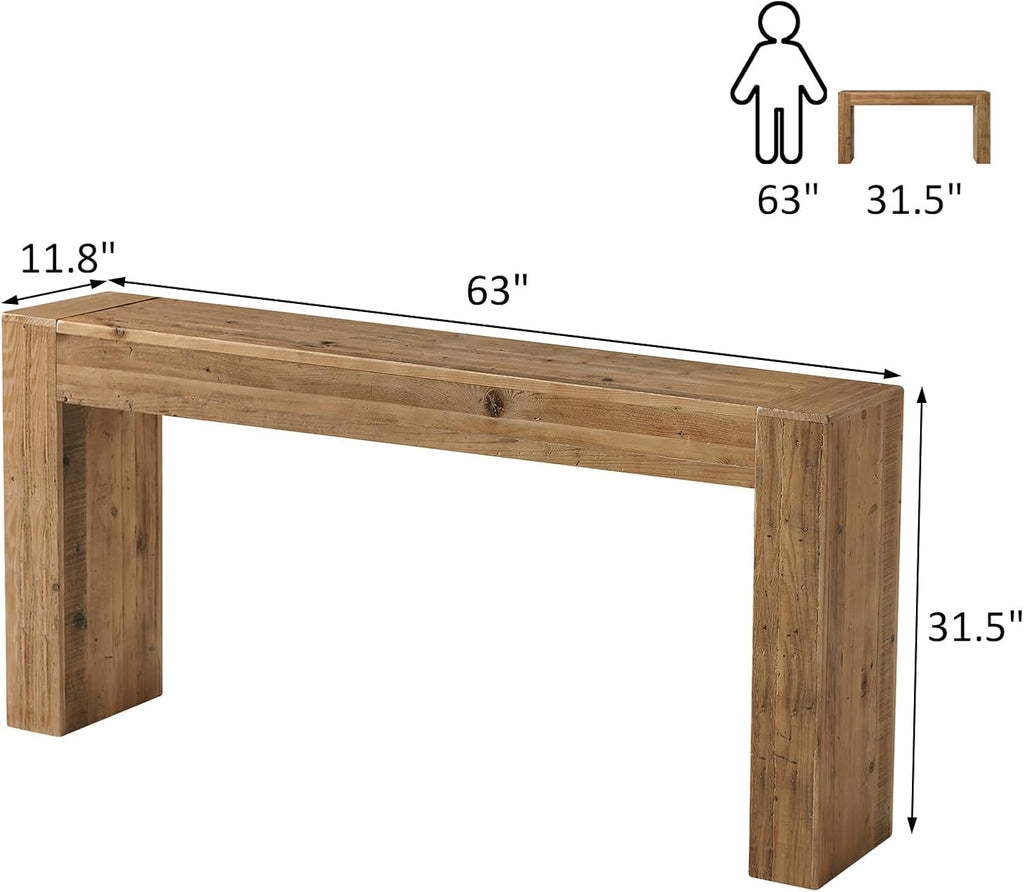 63" Reclaimed Wood Farmhouse Console Table