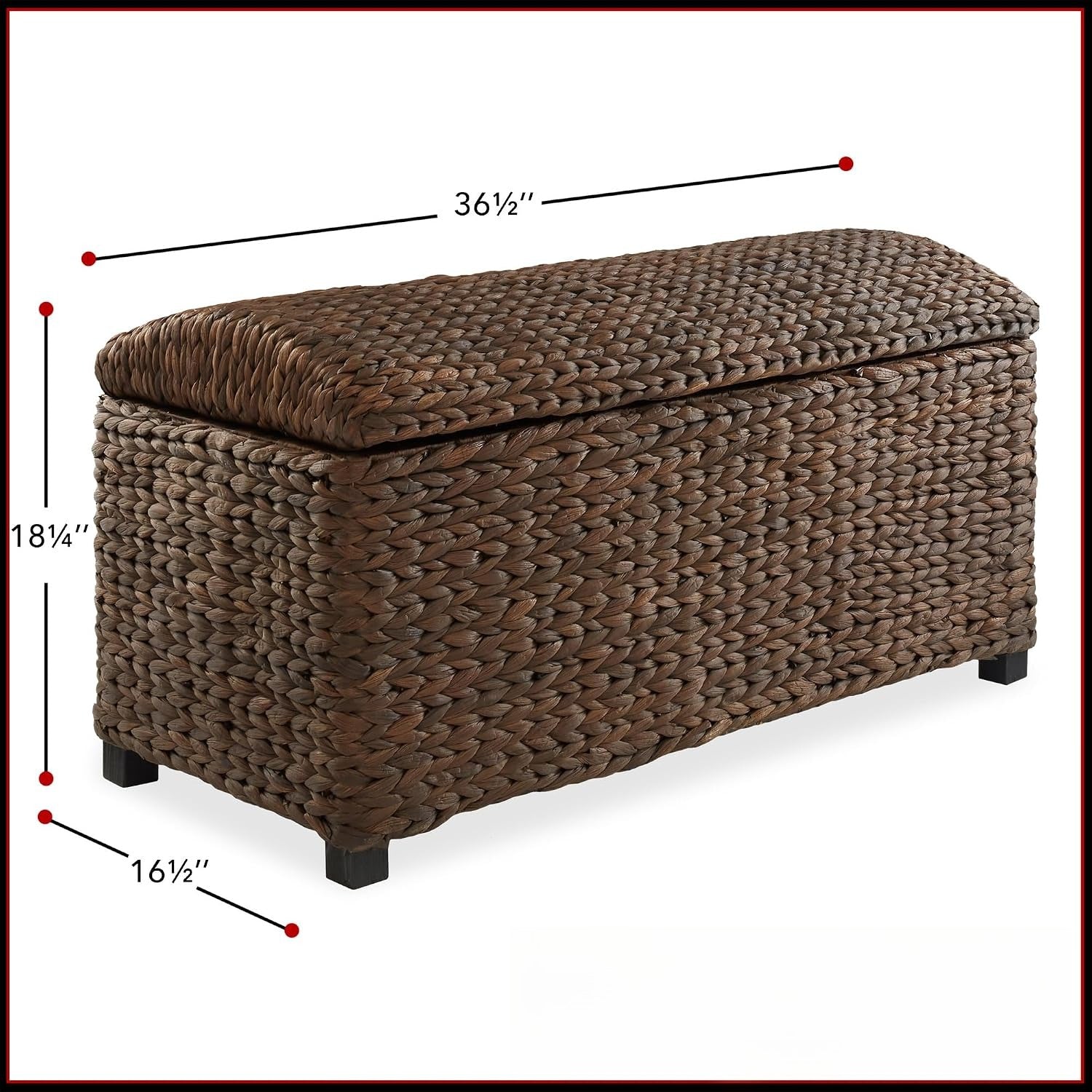 36" Espresso Hyacinth Wicker Storage Trunk