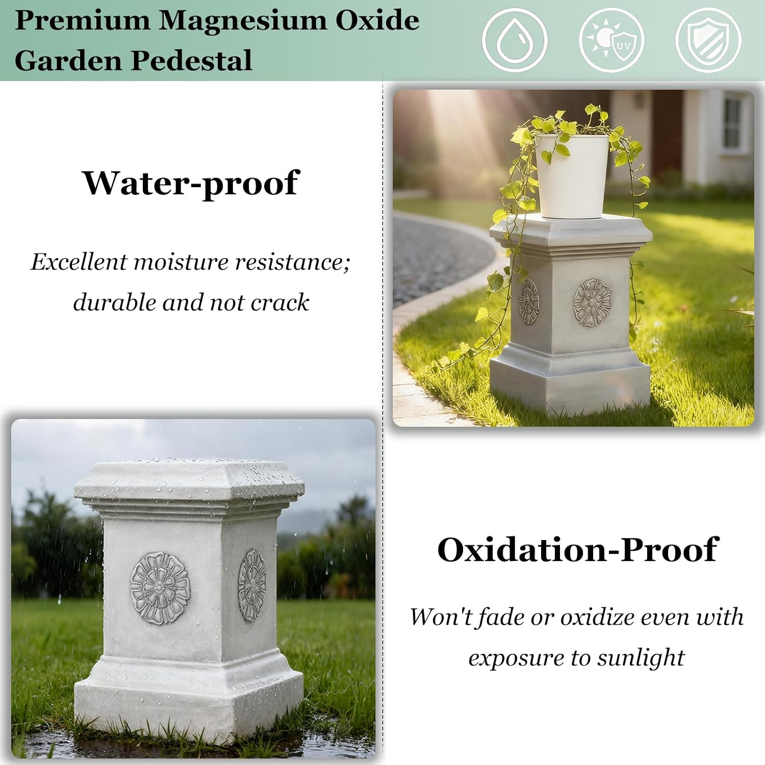 16" Magnesium Oxide Garden Pedestal Stand