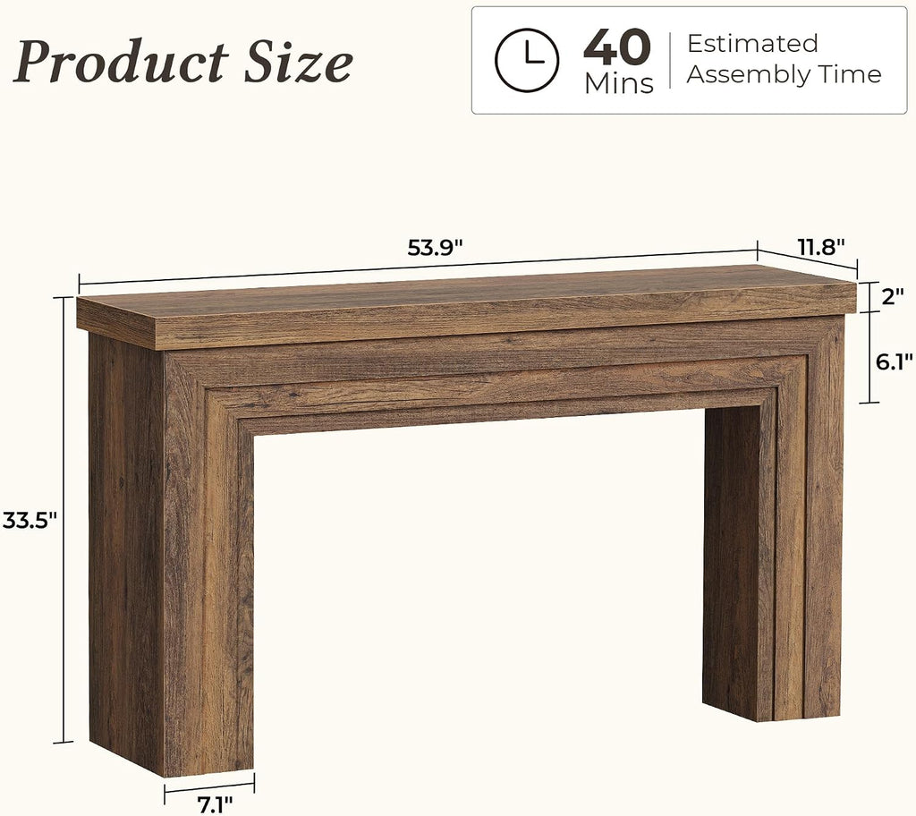 54" Rustic Brown Farmhouse Entryway Console Table