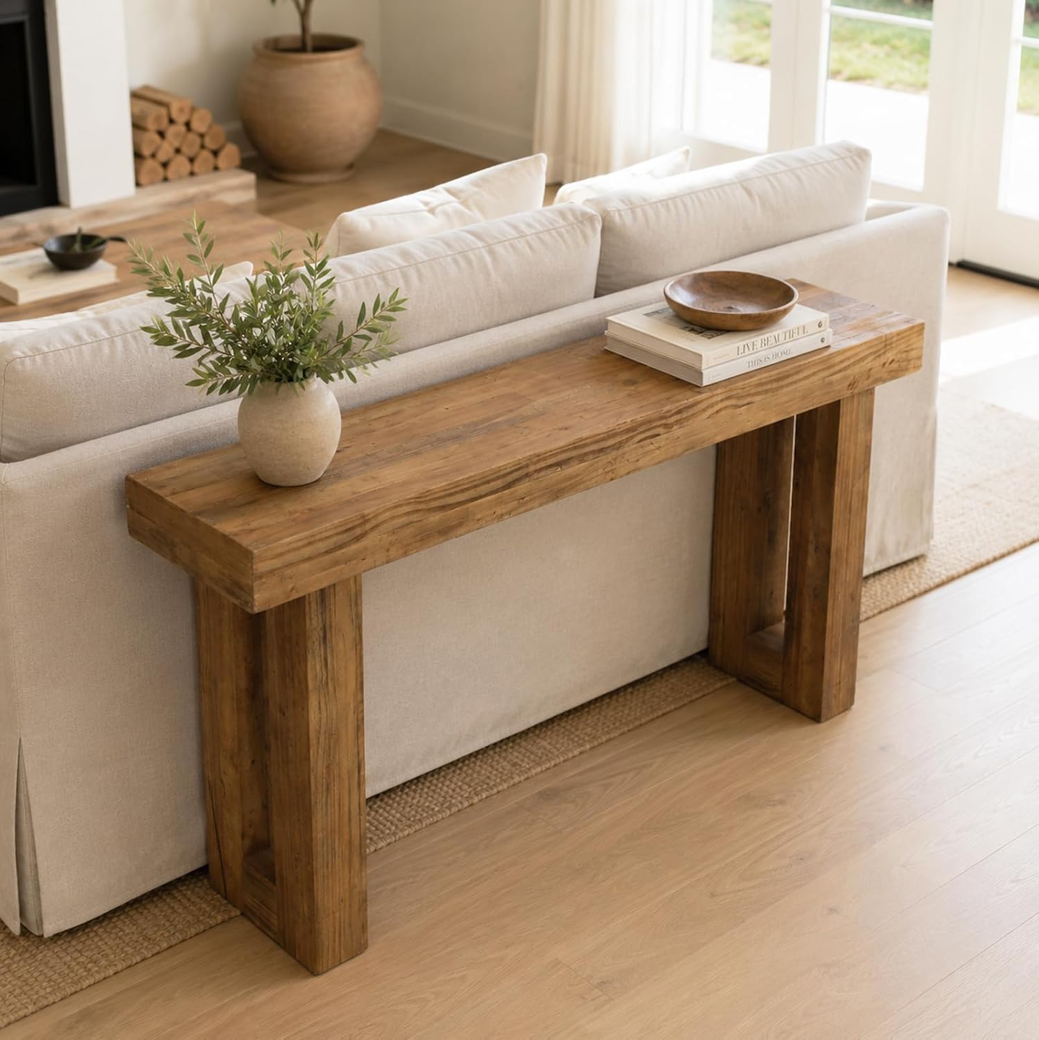 59" Reclaimed Wood Farmhouse Console Table