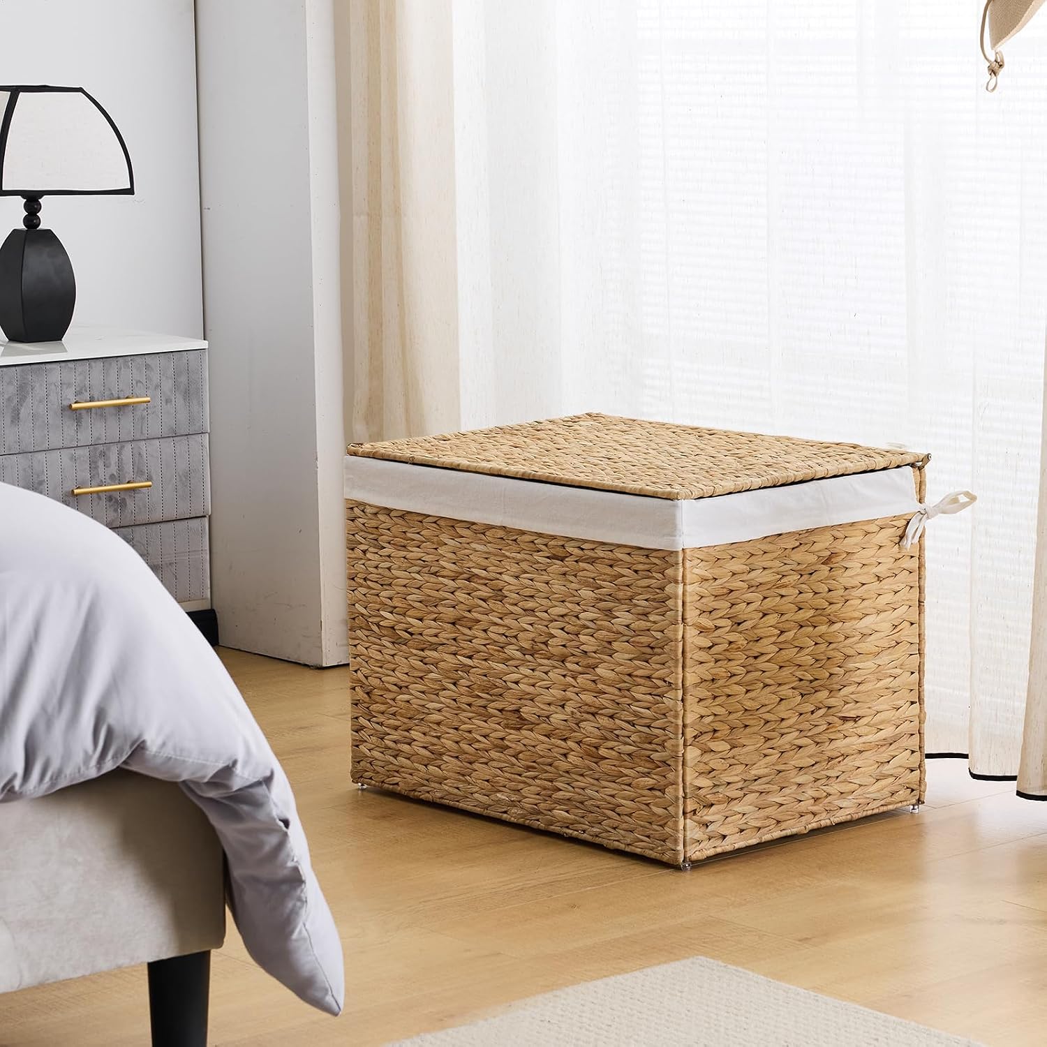 46.2 Gallon Water Hyacinth Storage Basket With Lid