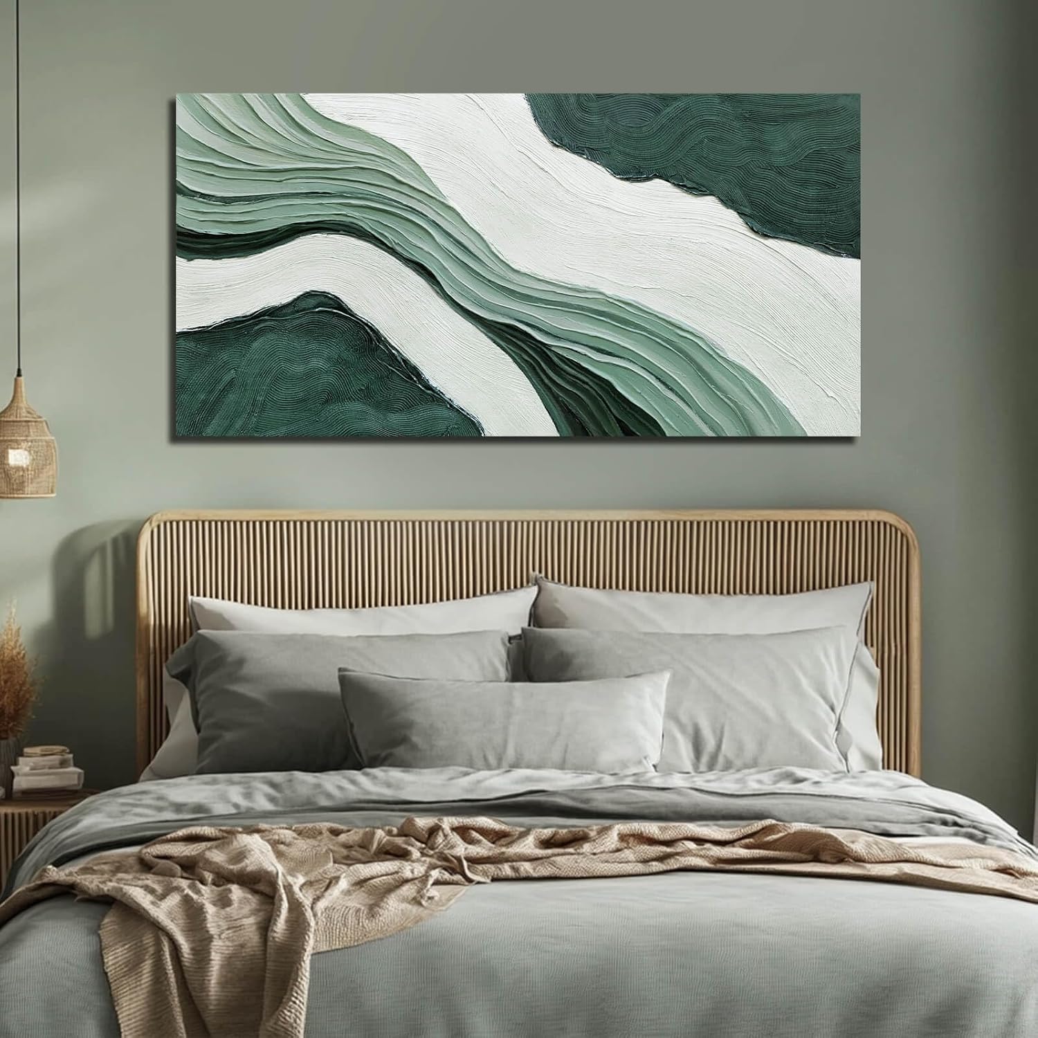 24x48" Green Textured Abstract Canvas Wall Art