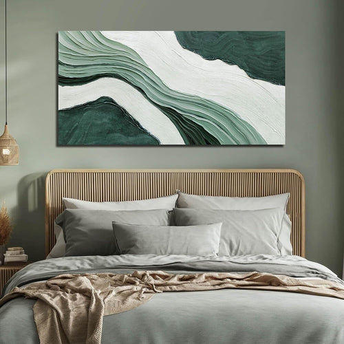 24x48" Green Textured Abstract Canvas Wall Art