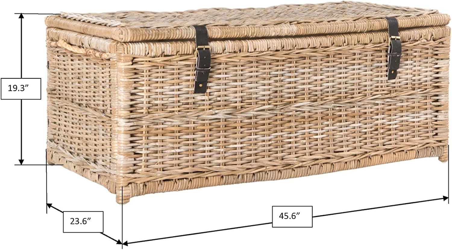 46" Gray Foldable Rattan Wicker Storage Trunk