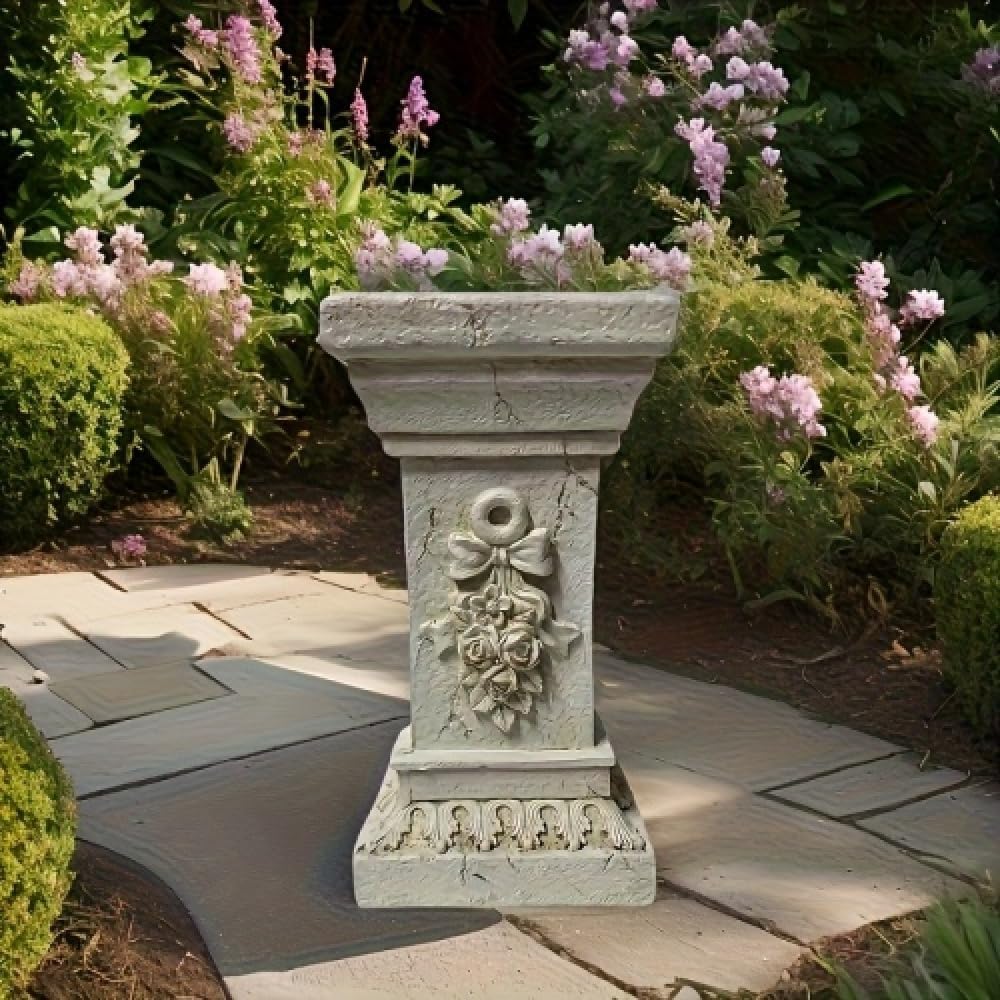 12" White Roman Resin Column Decor Pedestal