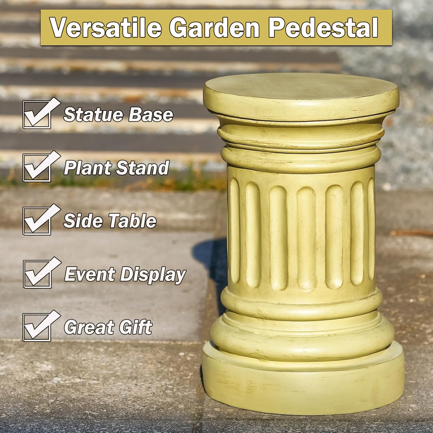 18" Magnesium Oxide Roman Column Pedestal Stand