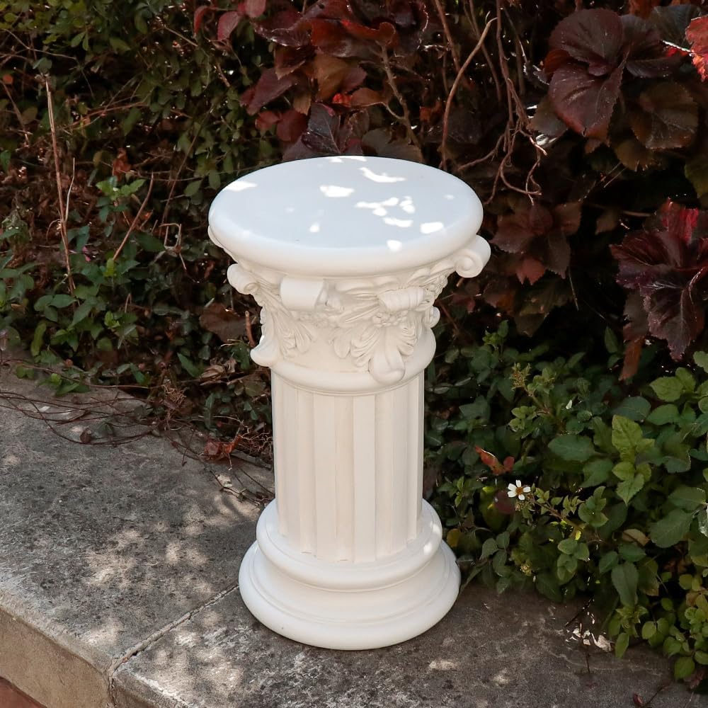 Rosette Cast Stone Resin Garden Plinth Base