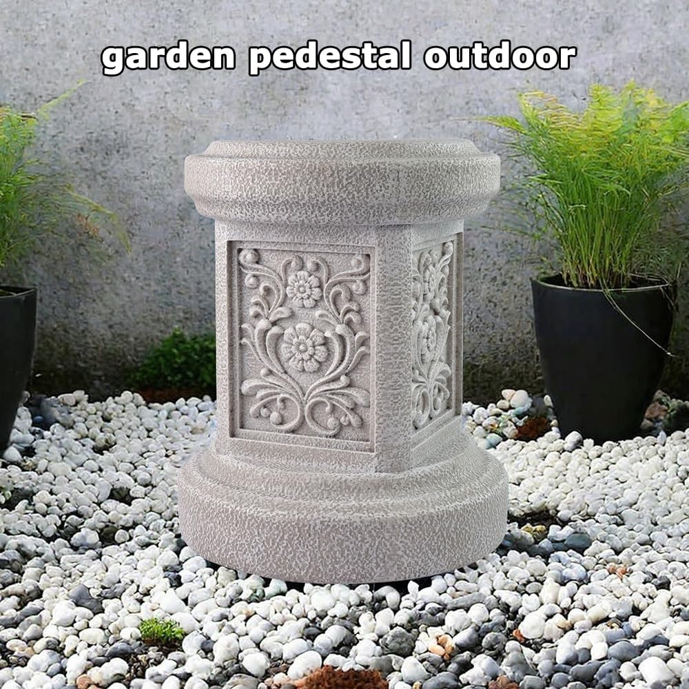 12.6" Round Resin Garden Statue Pedestal Plinth Base