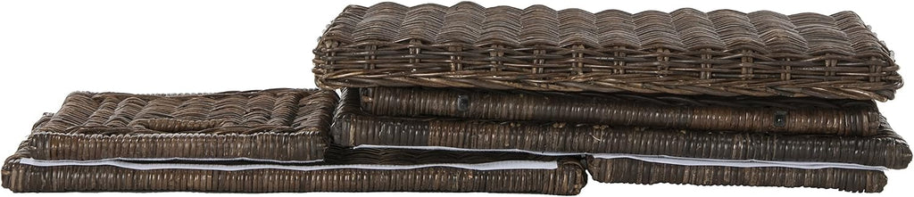 31" Brown Foldable Rattan Storage Trunk Chest