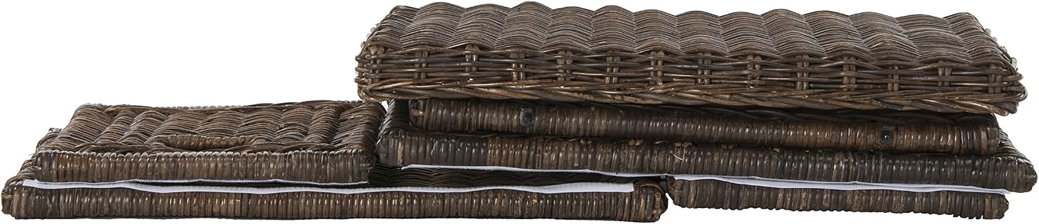 31" Brown Foldable Rattan Storage Trunk Chest