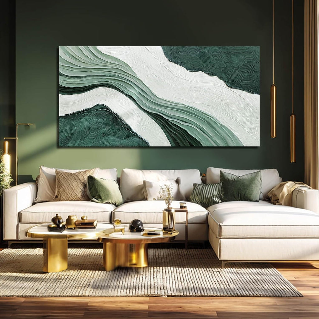 29x58 Inch Neutral Waves Framed Abstract Wall Art