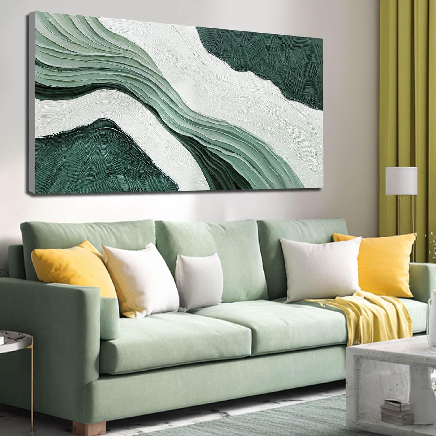 29x58 Inch Neutral Waves Framed Abstract Wall Art