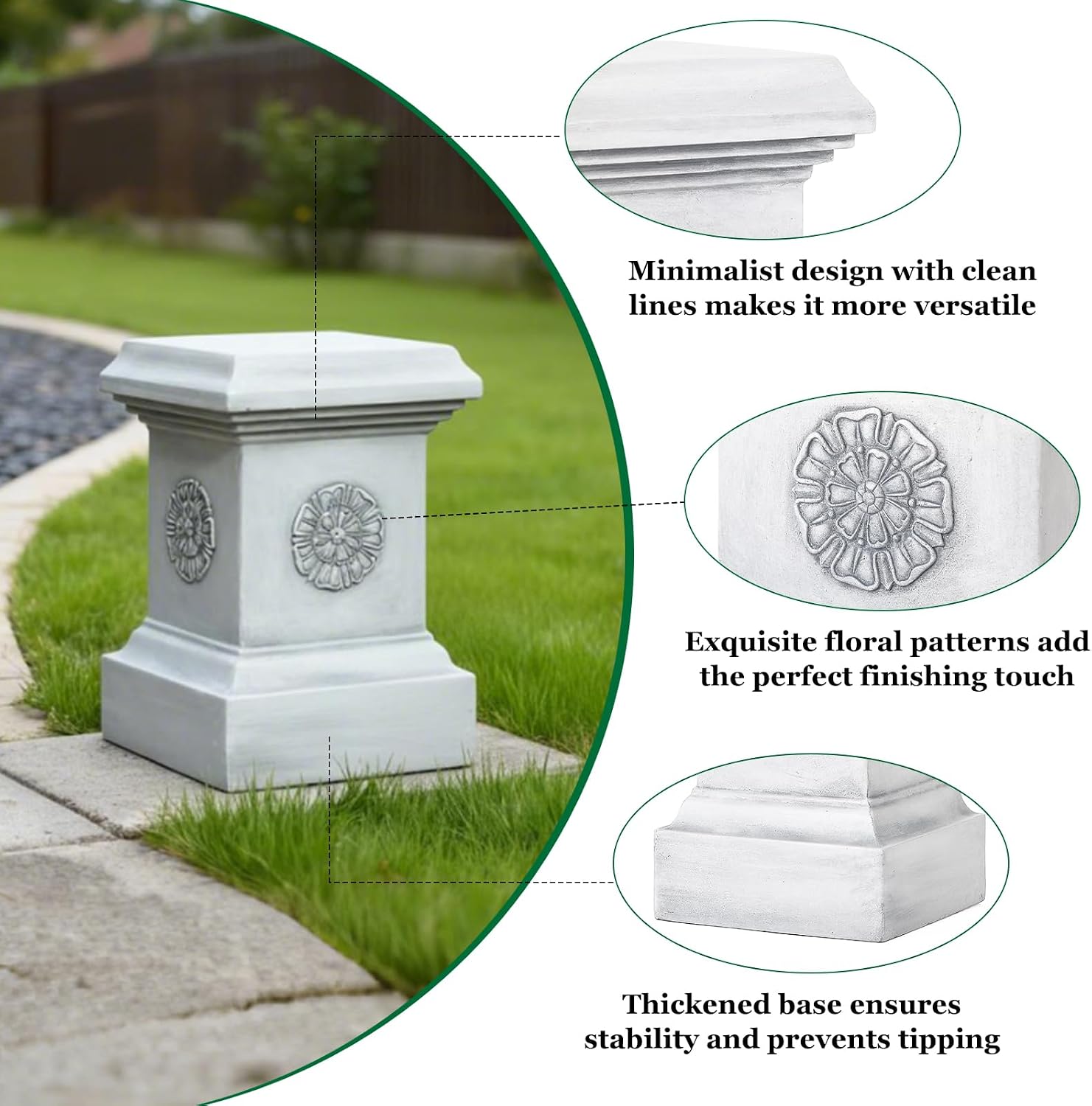 16" Magnesium Oxide Garden Pedestal Stand