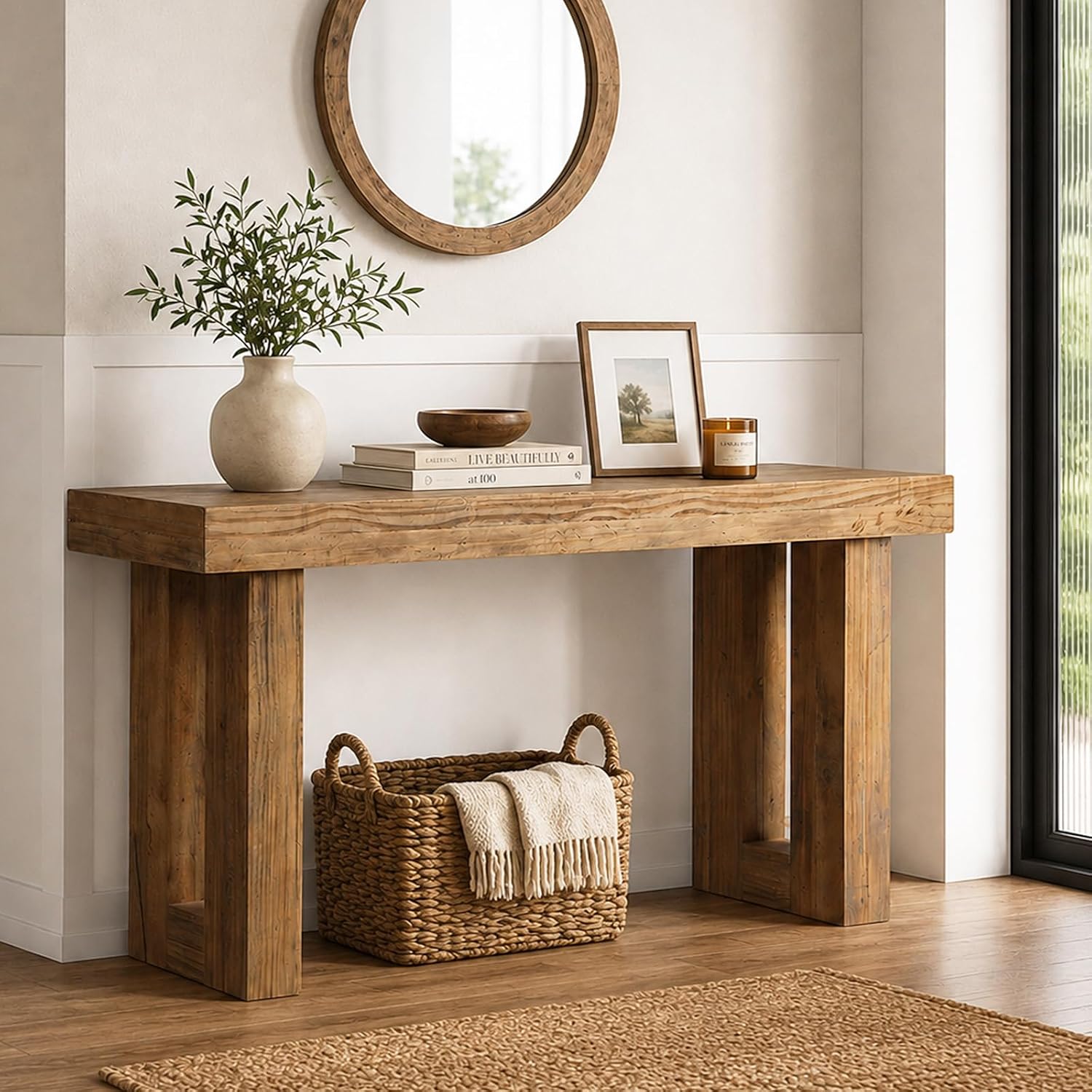 59" Reclaimed Wood Farmhouse Console Table