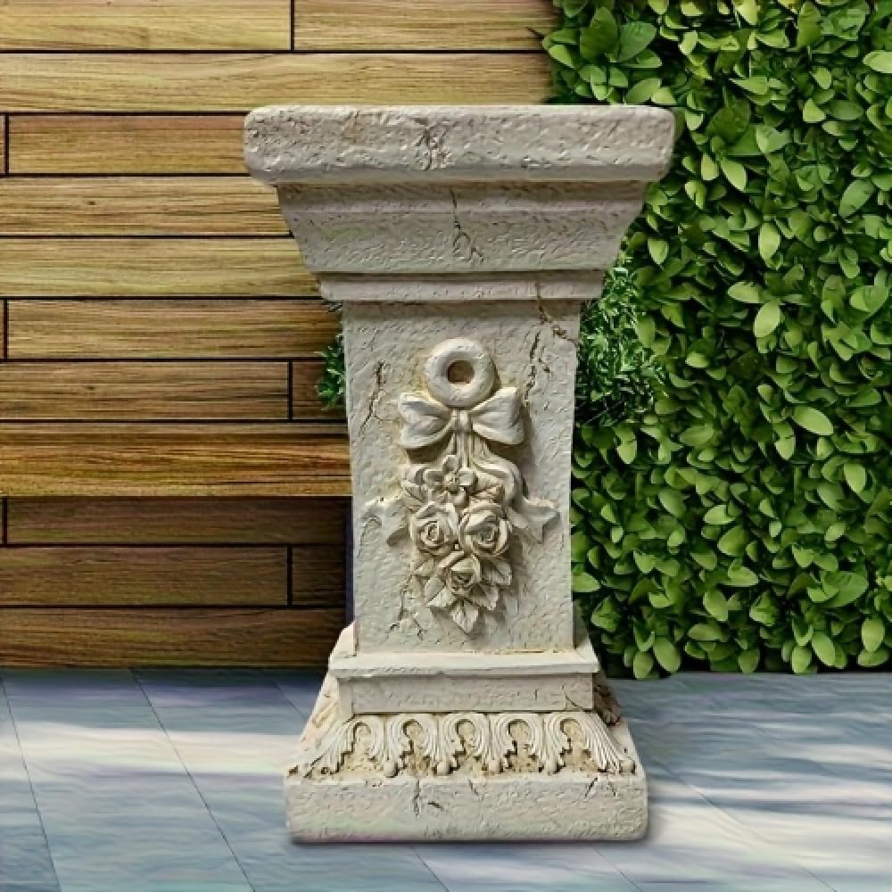 12" White Roman Resin Column Decor Pedestal