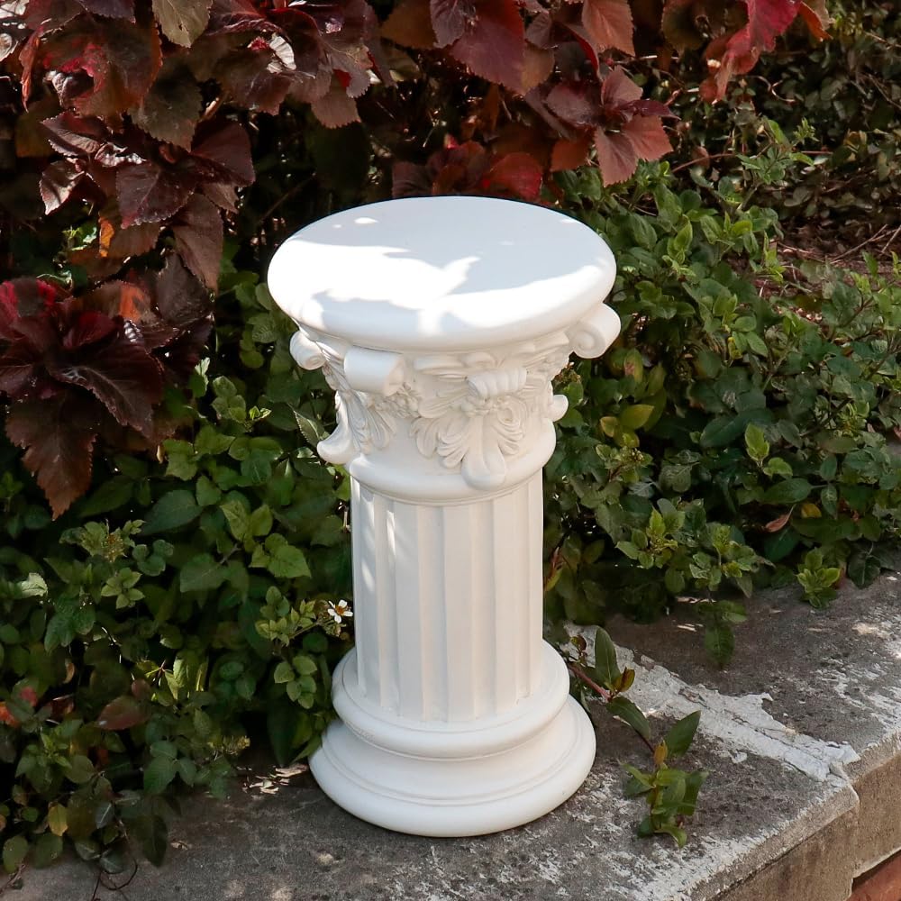 Rosette Cast Stone Resin Garden Plinth Base