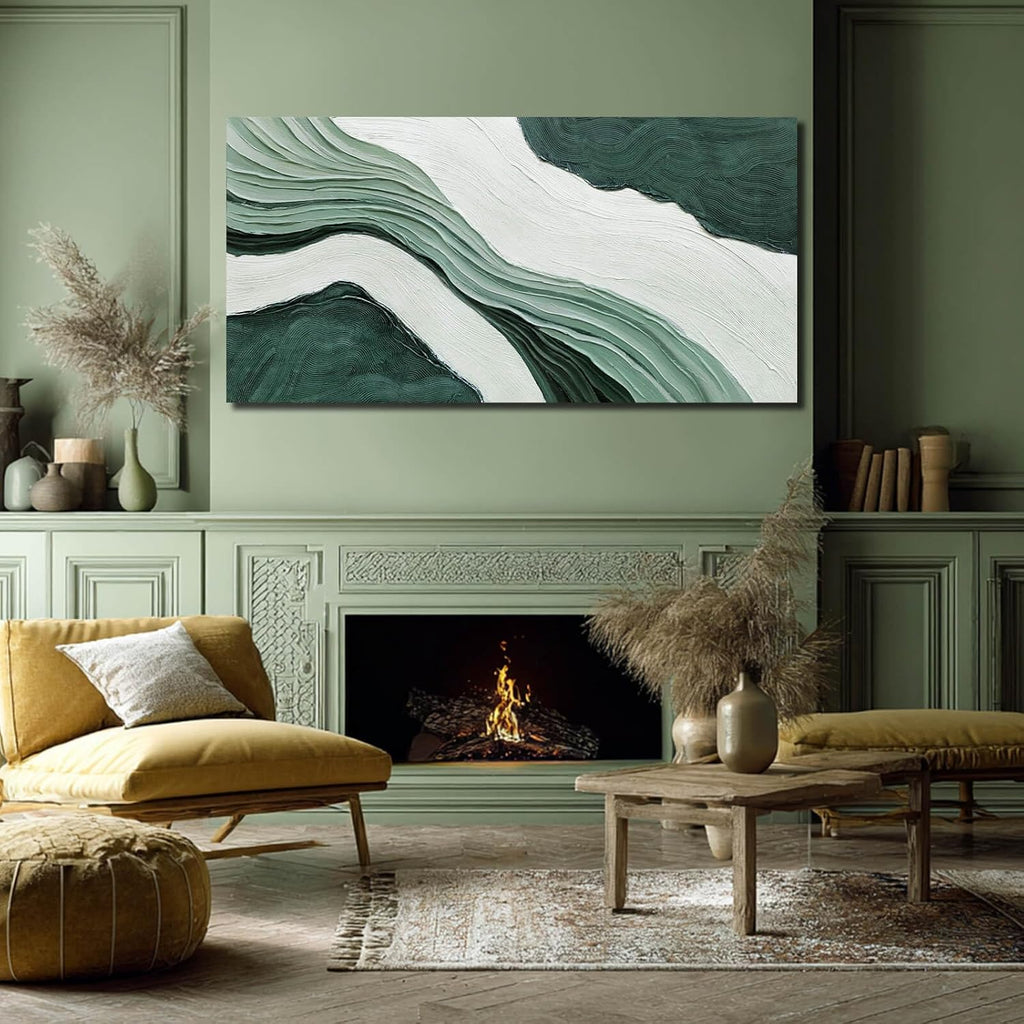 29x58 Inch Neutral Waves Framed Abstract Wall Art