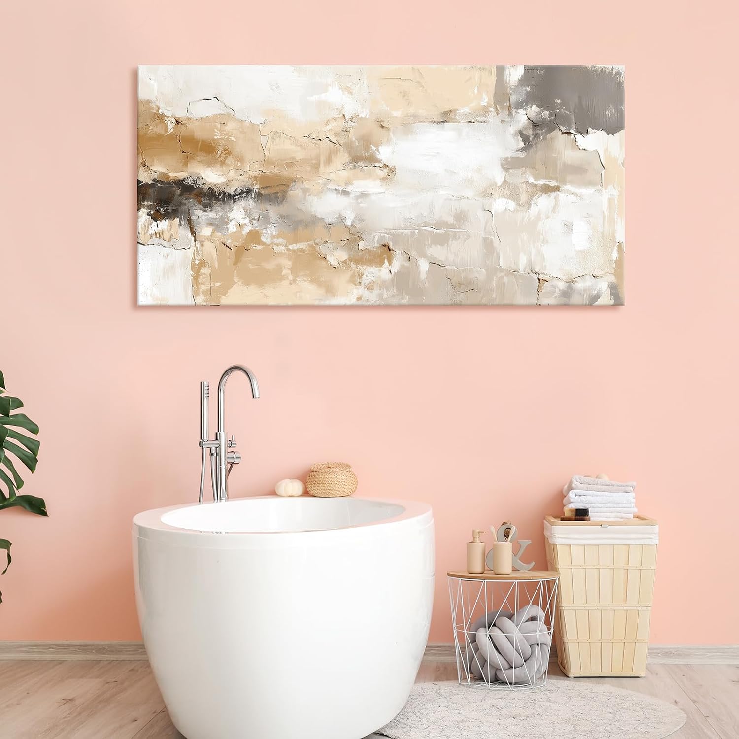 20x40 Inch Minimalist Neutral Framed Abstract Wall Art
