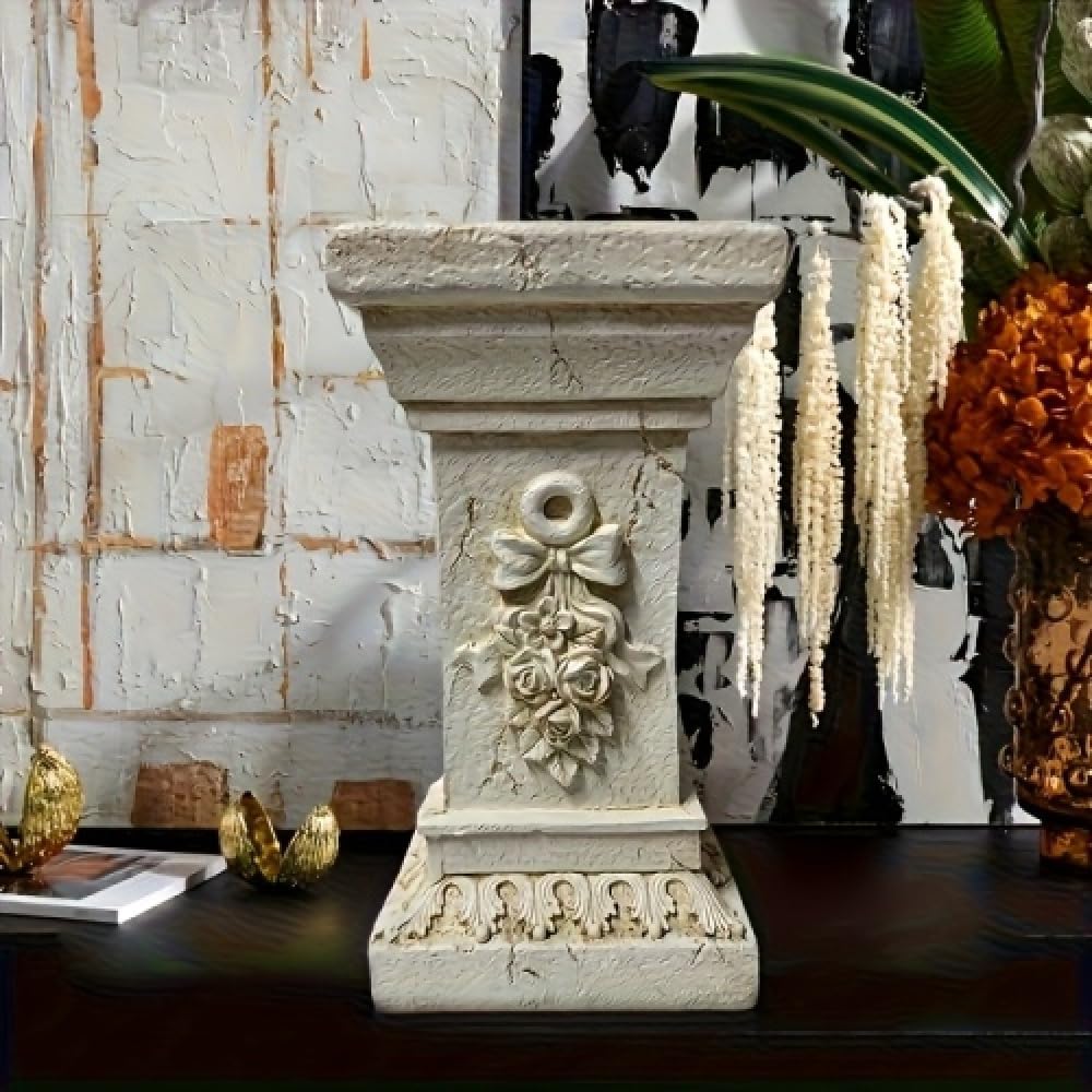 12" White Roman Resin Column Decor Pedestal