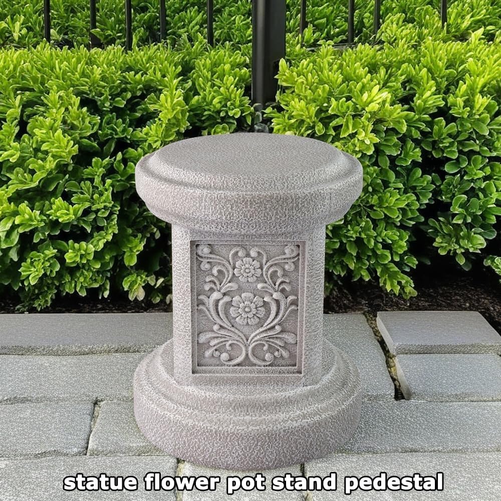 12.6" Round Resin Garden Statue Pedestal Plinth Base