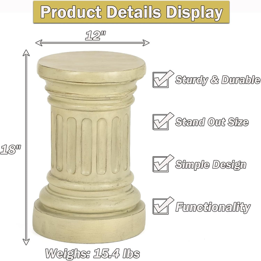 18" Magnesium Oxide Roman Column Pedestal Stand