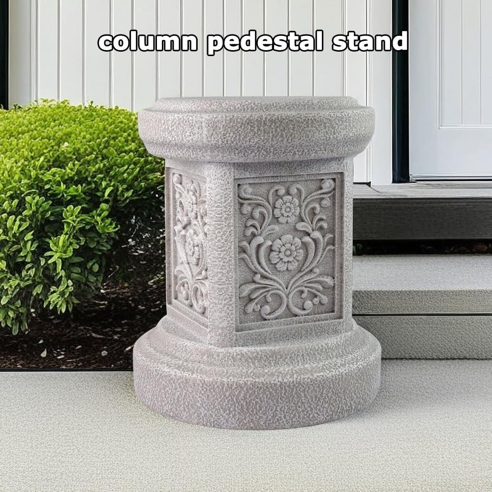 12.6" Round Resin Garden Statue Pedestal Plinth Base