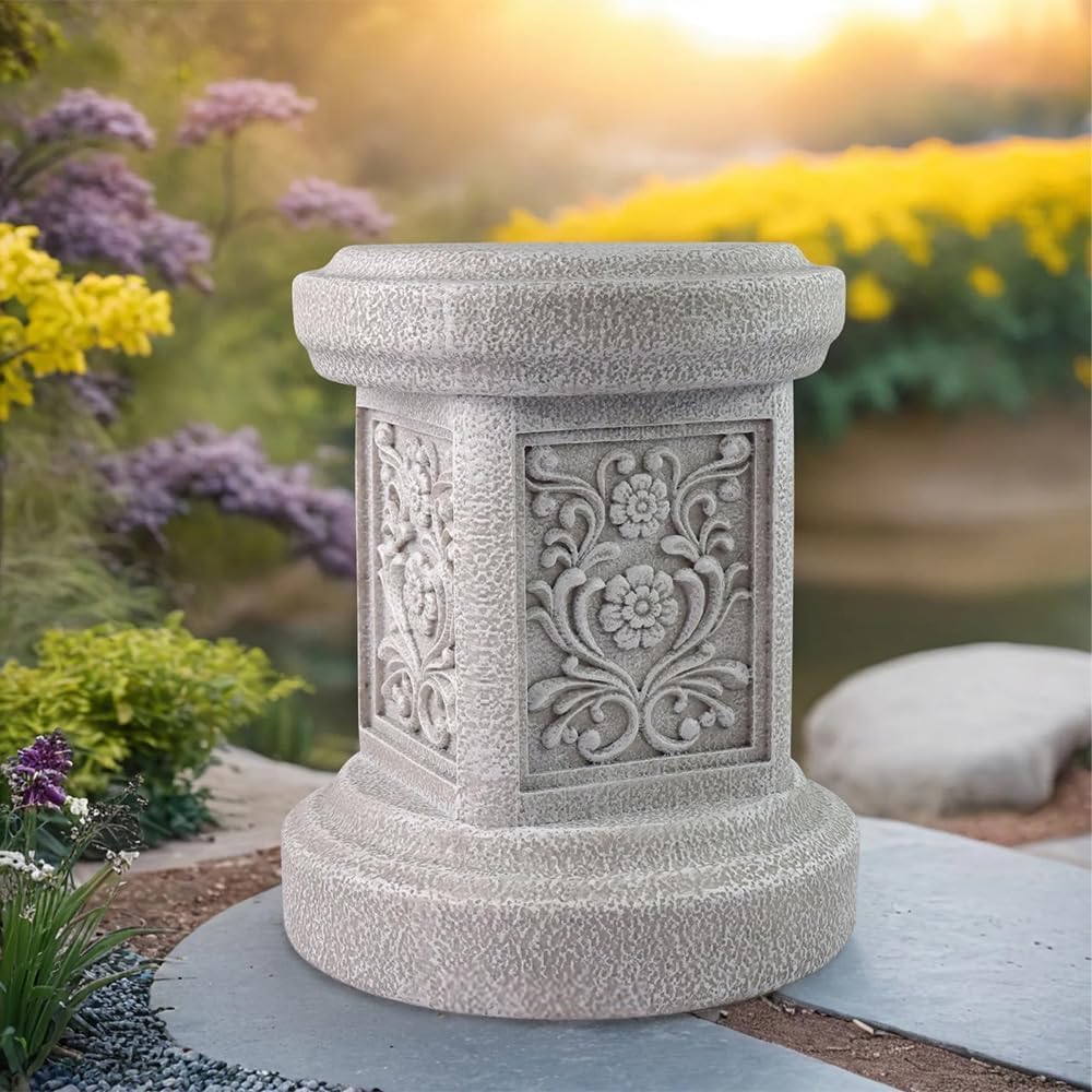 12.6" Round Resin Garden Statue Pedestal Plinth Base
