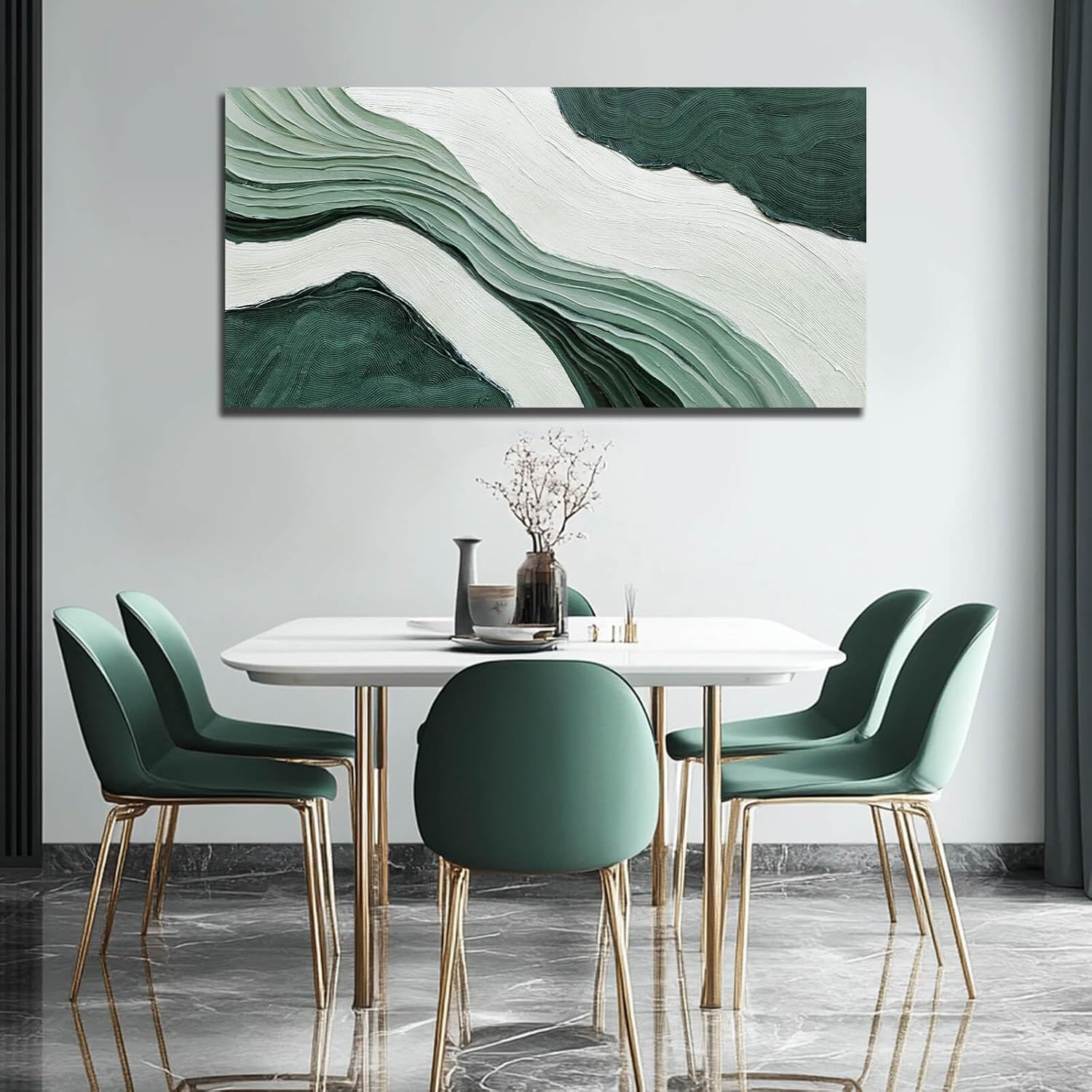 24x48" Green Textured Abstract Canvas Wall Art