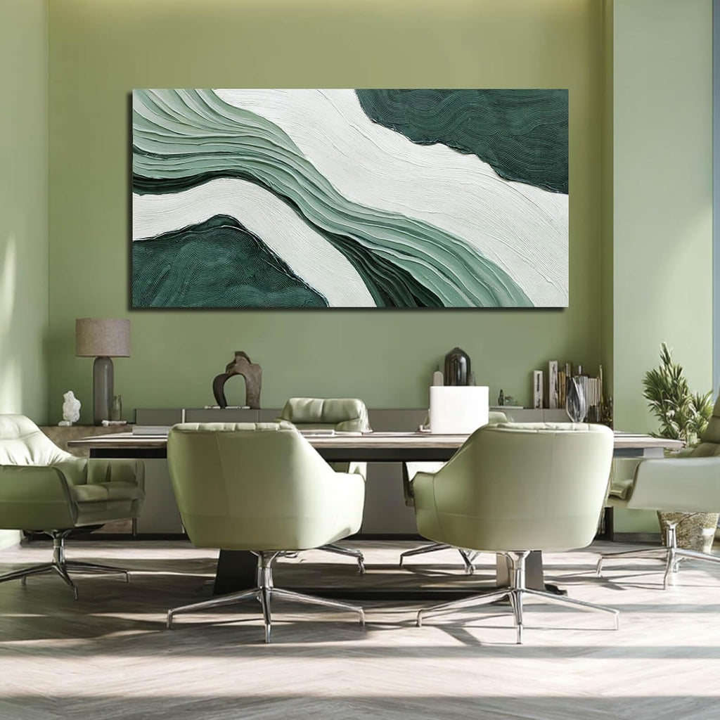 29x58 Inch Neutral Waves Framed Abstract Wall Art
