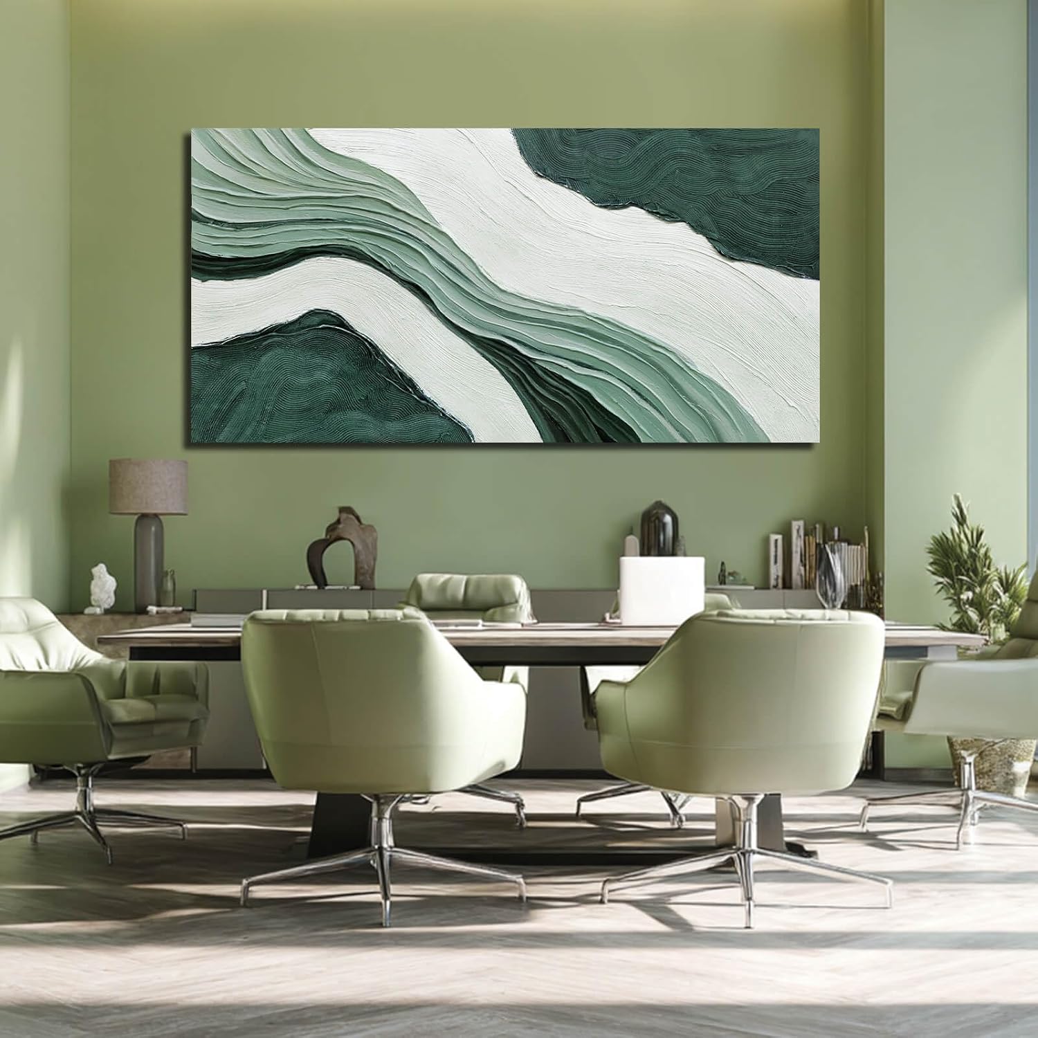 29x58 Inch Neutral Waves Framed Abstract Wall Art