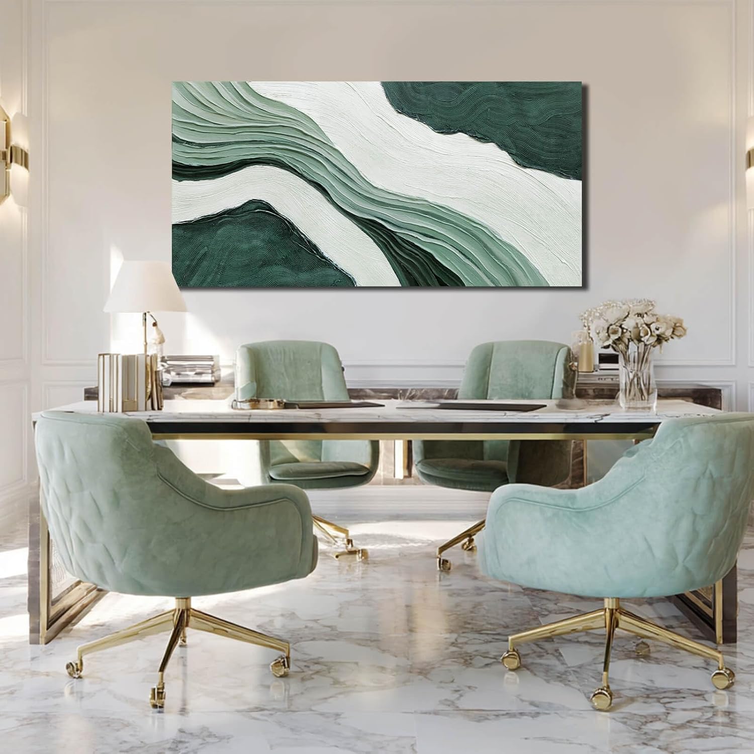 24x48" Green Textured Abstract Canvas Wall Art