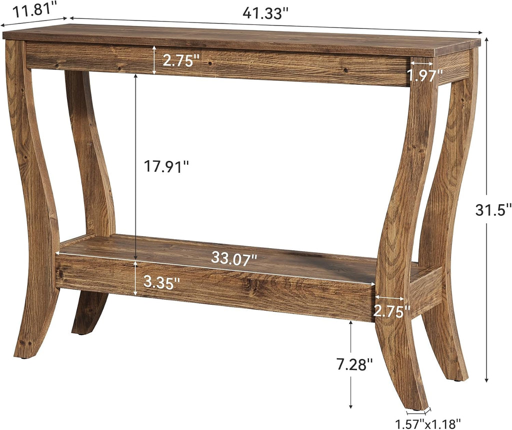 41.3" Brown 2-Tier Farmhouse Console Table