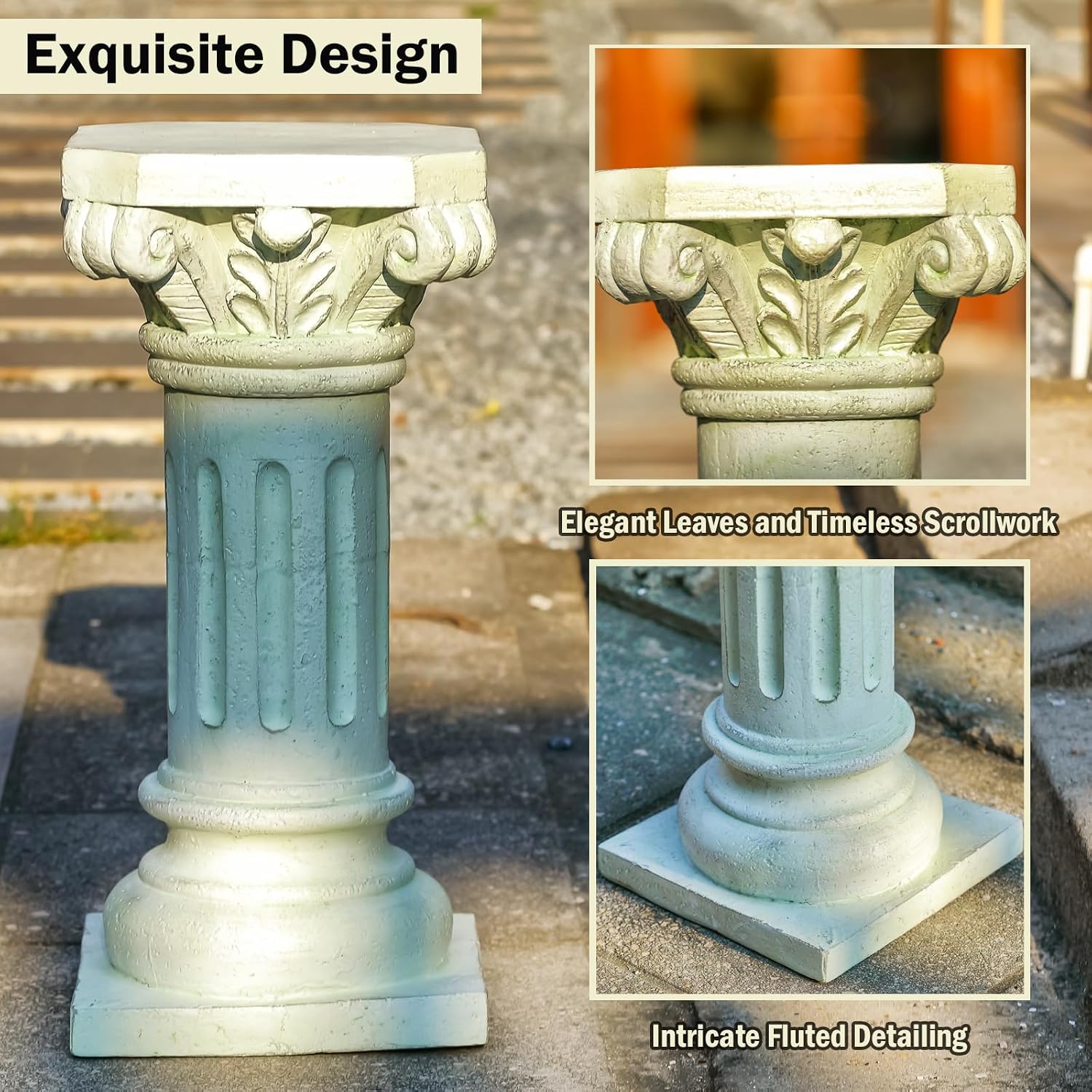 26" Magnesium Oxide Roman Column Pedestal Stand