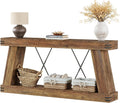 70.87" Brown Farmhouse Console Table With Storage Shelf