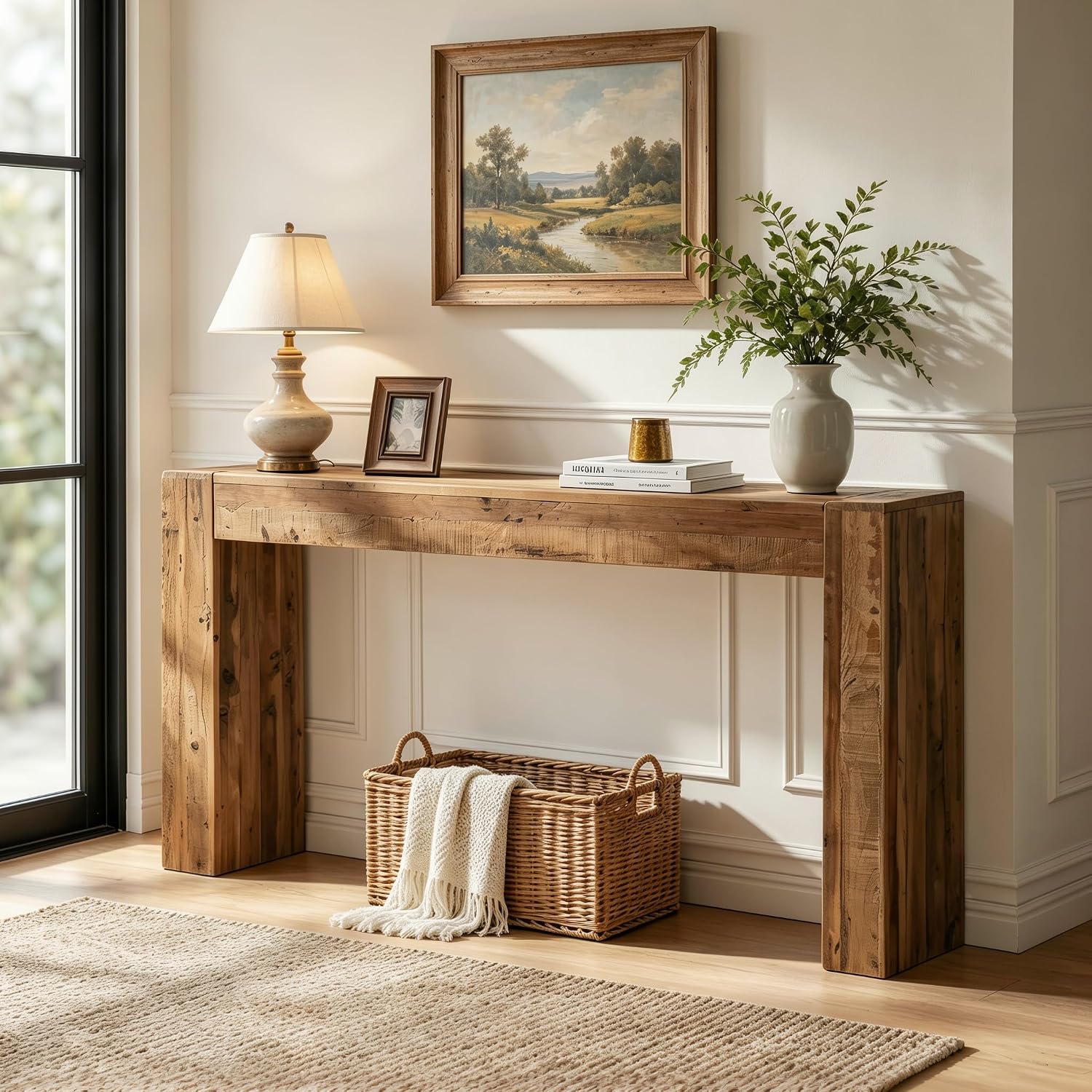 63" Reclaimed Wood Farmhouse Console Table