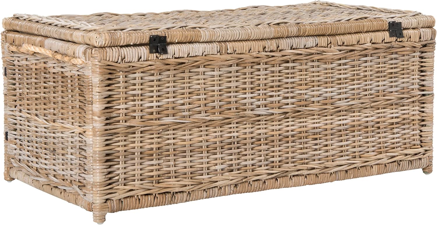 46" Gray Foldable Rattan Wicker Storage Trunk