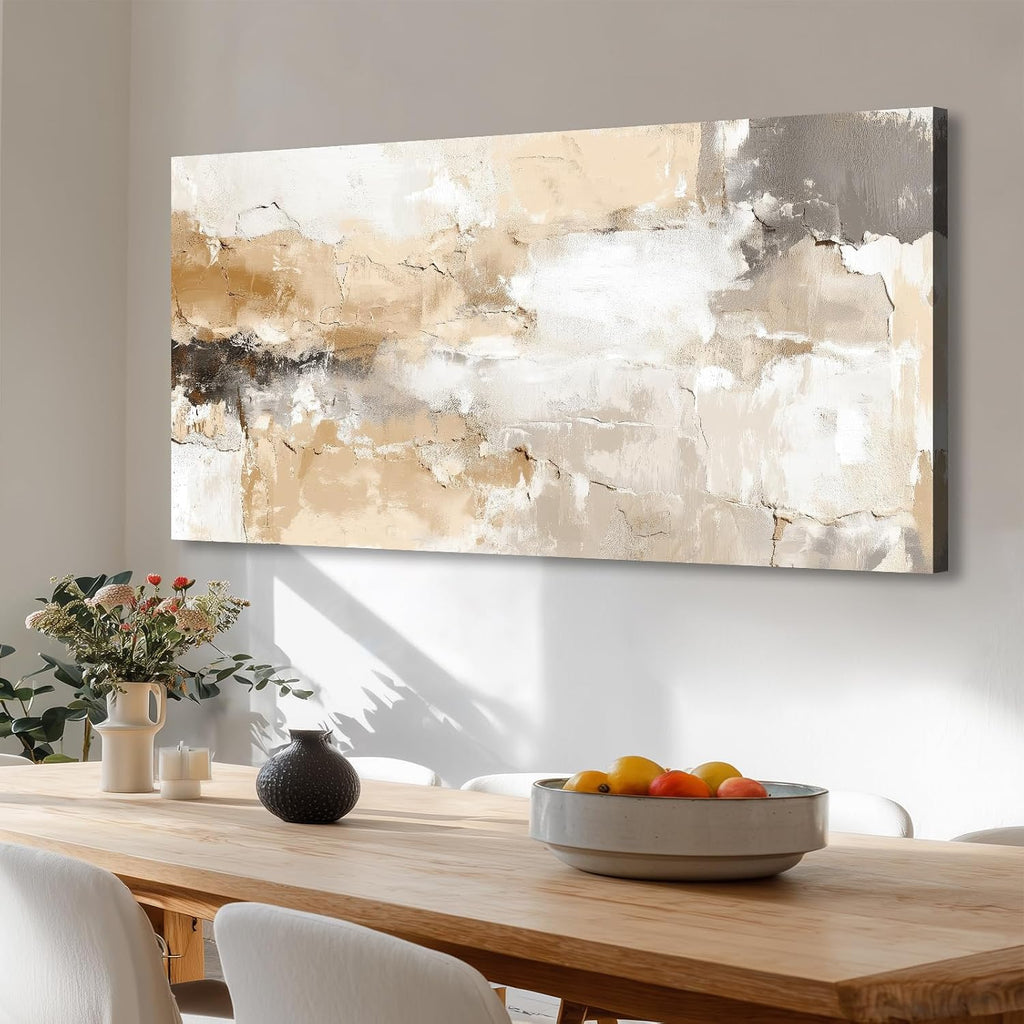 20x40 Inch Minimalist Neutral Framed Abstract Wall Art