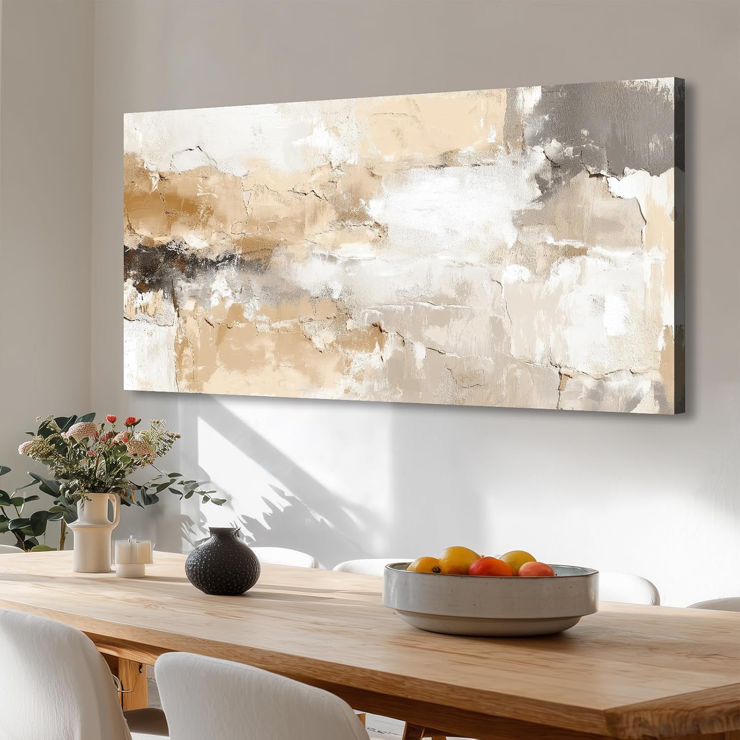 20x40 Inch Minimalist Neutral Framed Abstract Wall Art