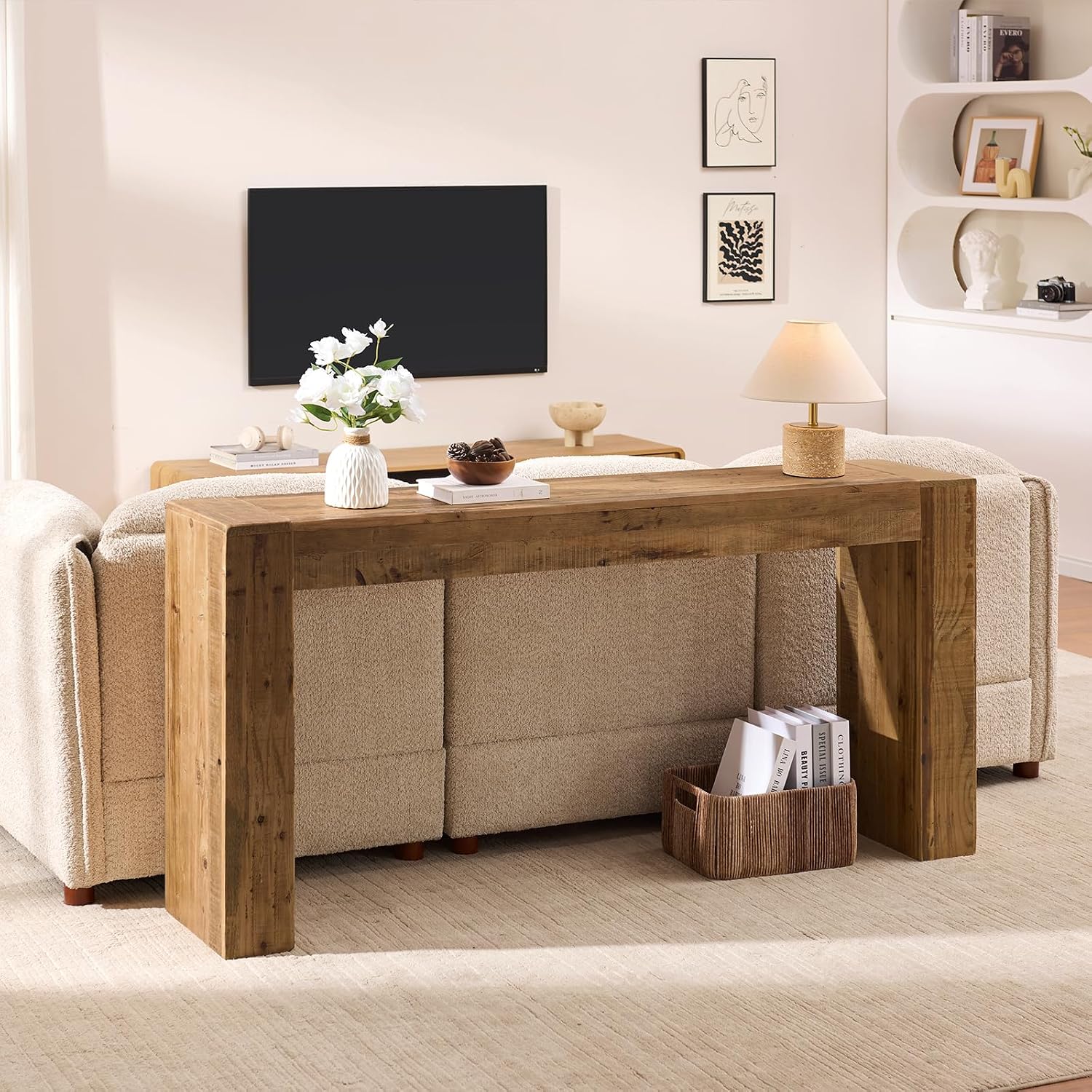 63" Reclaimed Wood Farmhouse Console Table
