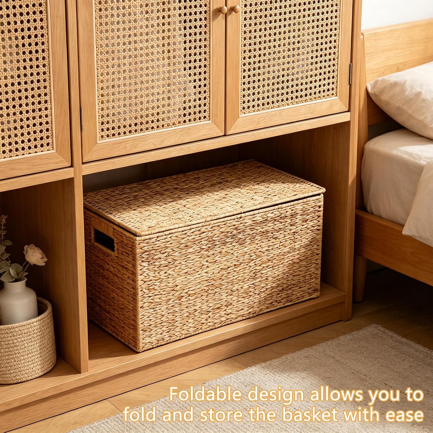 36" Water Hyacinth Wicker Storage Trunk With Lid