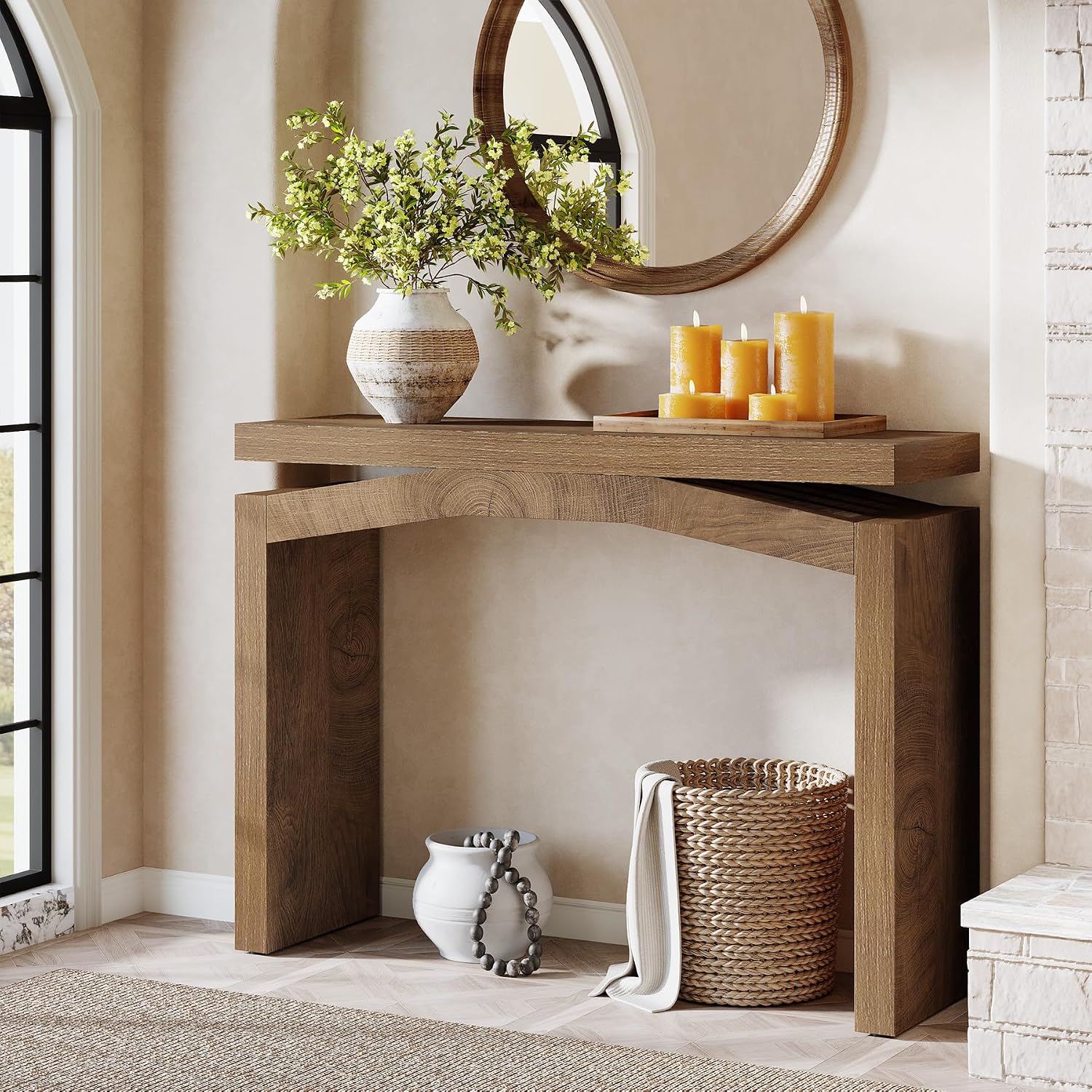 40" Farmhouse Wood Entryway Console Table