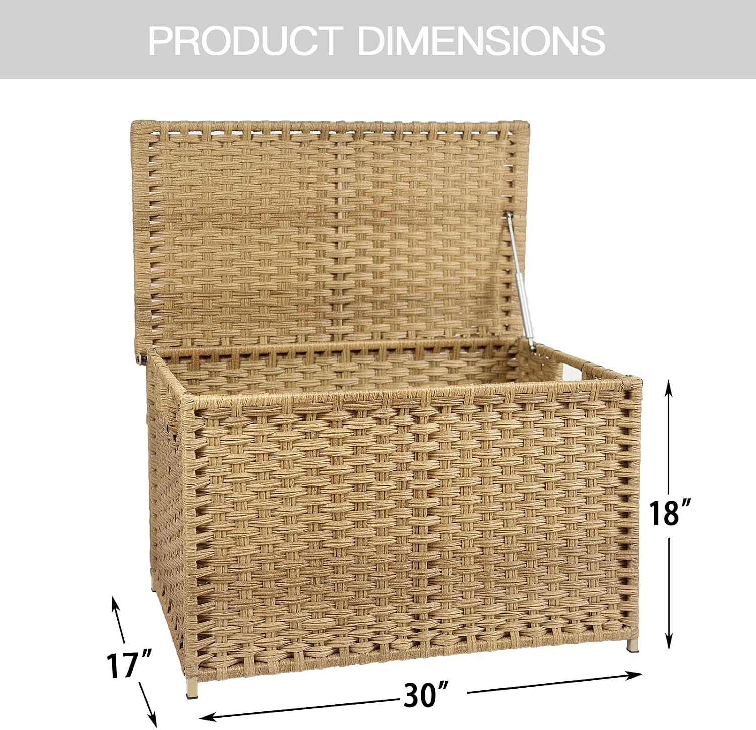 160L Wicker Storage Trunk With Stay-Open Lid