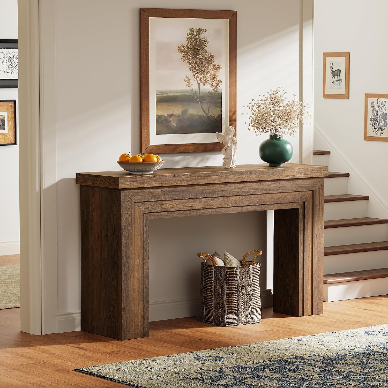 54" Rustic Brown Farmhouse Entryway Console Table