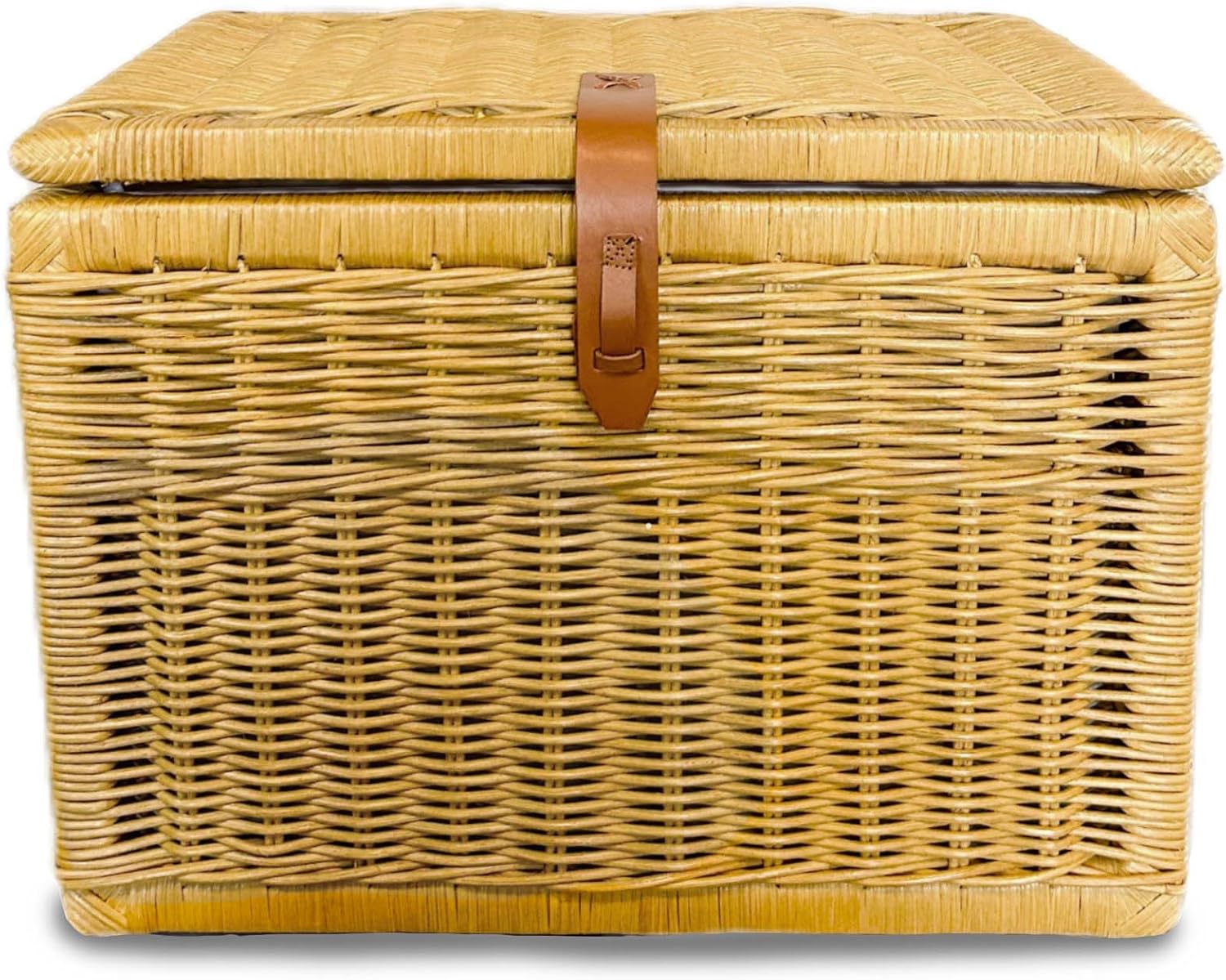 Large Sandstone Rattan Wicker Storage Trunk