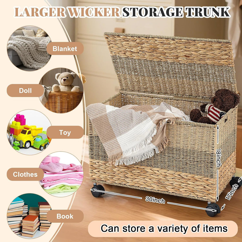 42.3 Gallon Water Hyacinth Rolling Storage Trunk